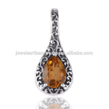 Citrine Gemstone 925 Solid Silver Pendant Jewelry